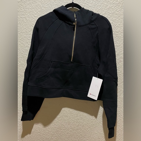 NWT Lululemon Scuba Oversized Half Zip Hoodie Jacket Black & Gold Size M/L - Picture 8 of 13